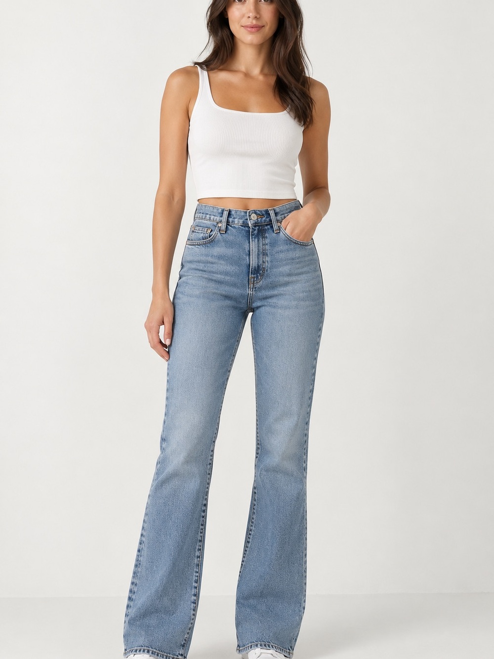 Mavi Light Blue High-Rise Flare Jeans
